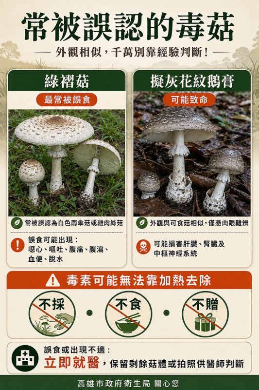 2026/08/22雨後野地菇類勿任意採以免食物中毒